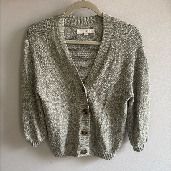 Loft Light Green 3/4 Sleeve Cardigan - Picture 1 of 5